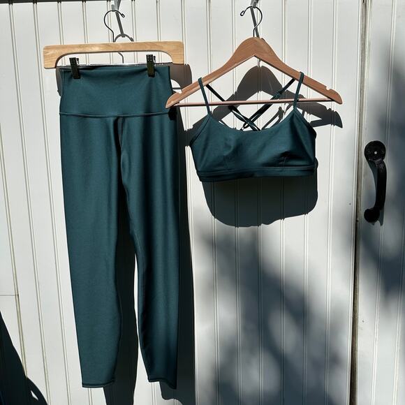 Alo Yoga Airlift Intrigue Bra M 7/8 High-Waist Airlift Legging S Midnight Green - Picture 5 of 16